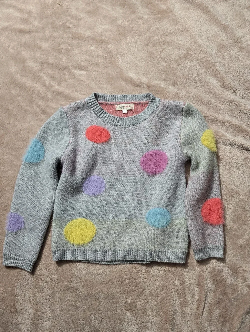 Baby Sara Sweater Grey With Rainbow Dots Size 5